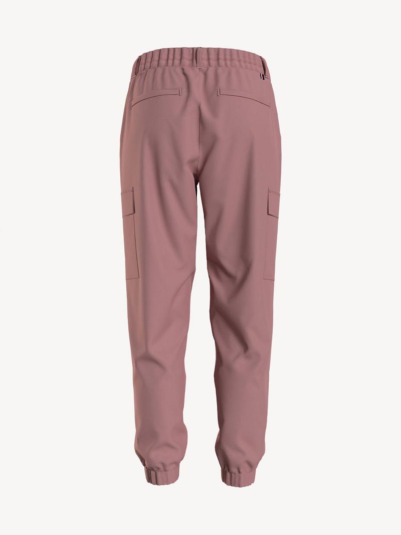 Női Tommy Hilfiger Solid Cargo Jogger Nadrág Rózsaszín | HU 217RVD